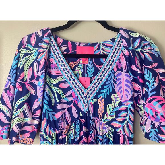 NWT LILLY PULITZER DRESS MAXI LONG MANUELA OYSTER BAY BLUE PURPLE LONG NAUTICAL - Picture 10 of 13